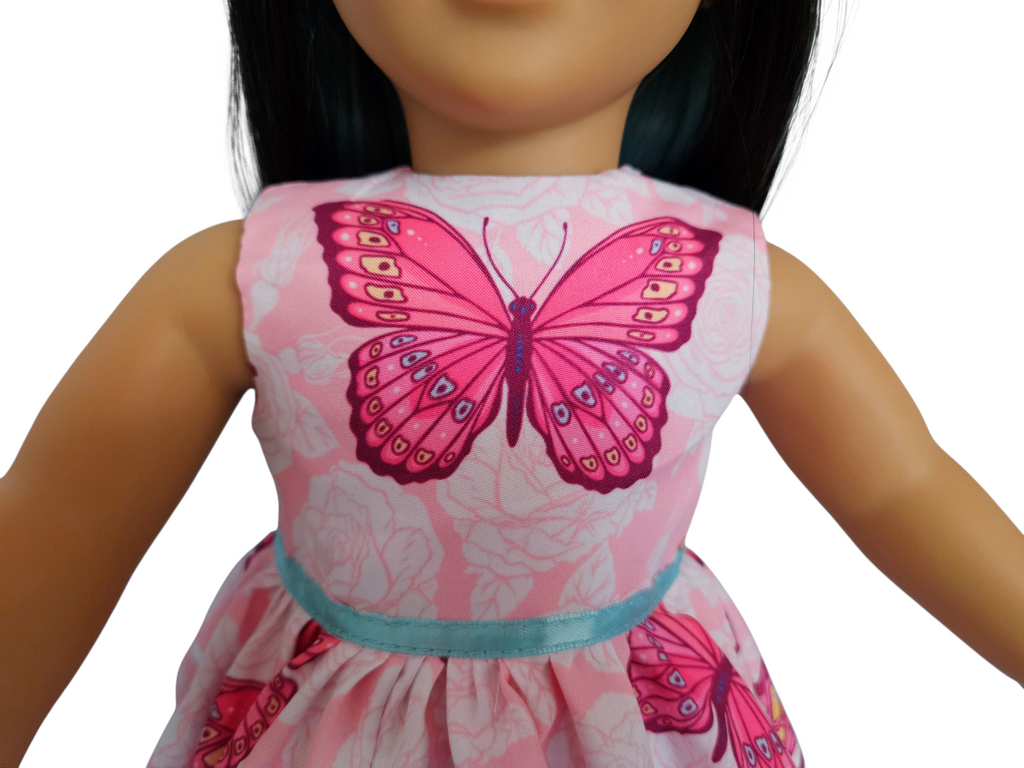 18 inch doll Pink and Blue Butterfly Gown