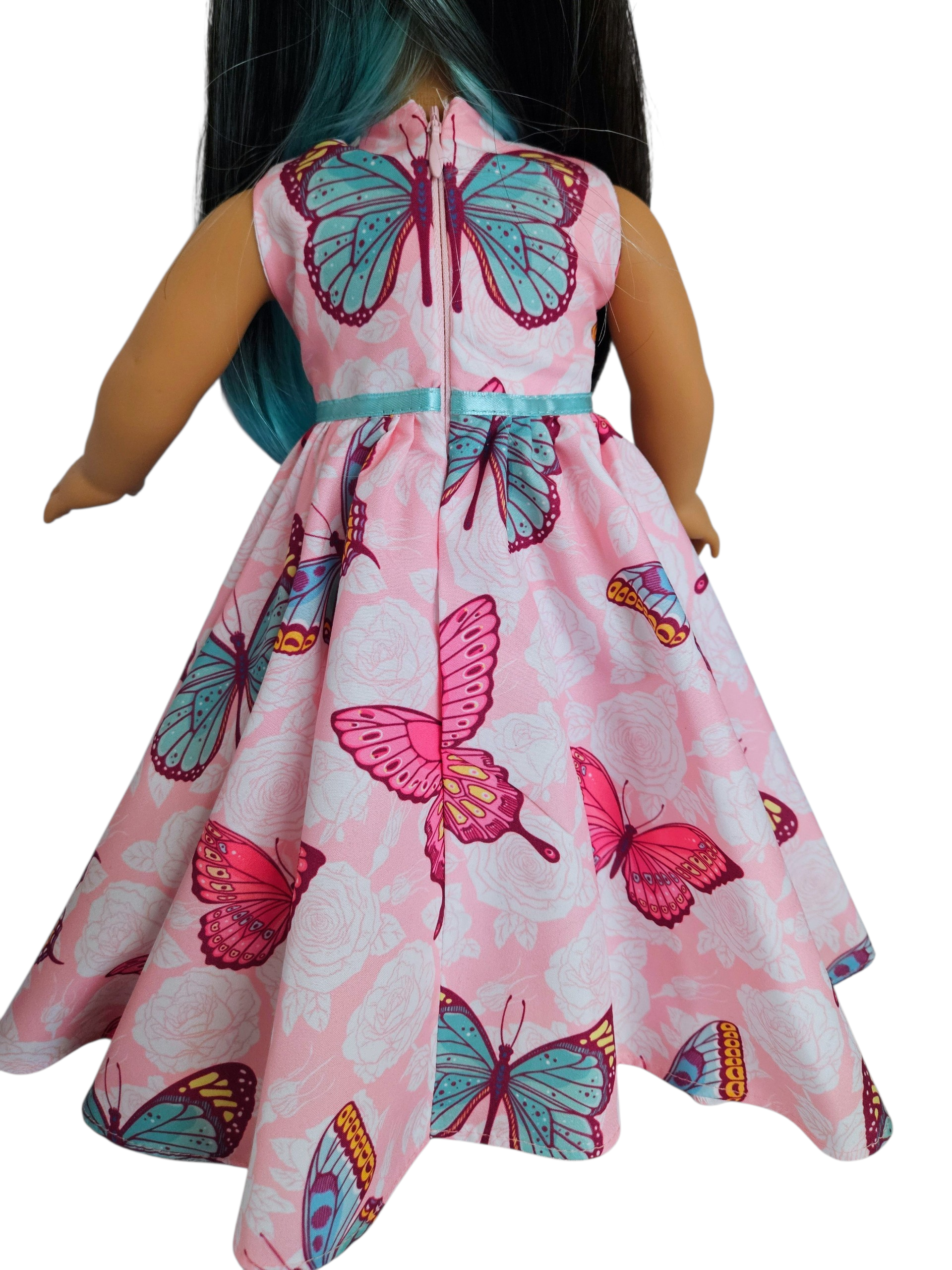 18 inch doll Pink and Blue Butterfly Gown
