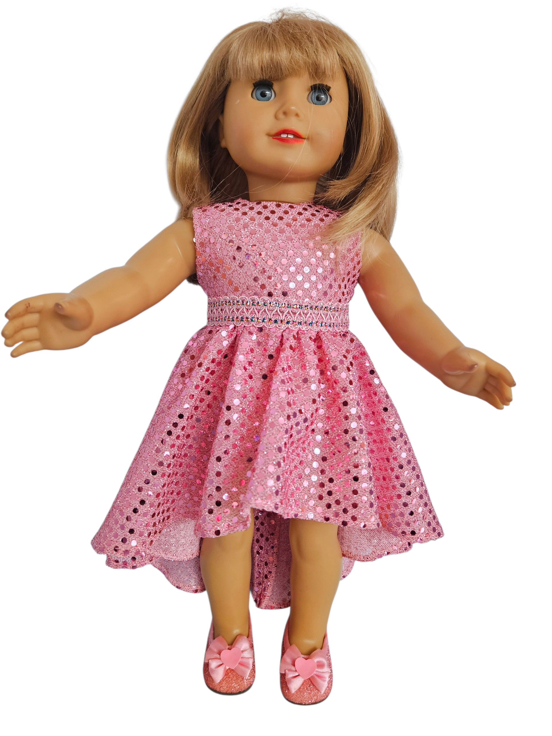 18 inch doll Dusty Rose Sequin Hi-Lo Dress