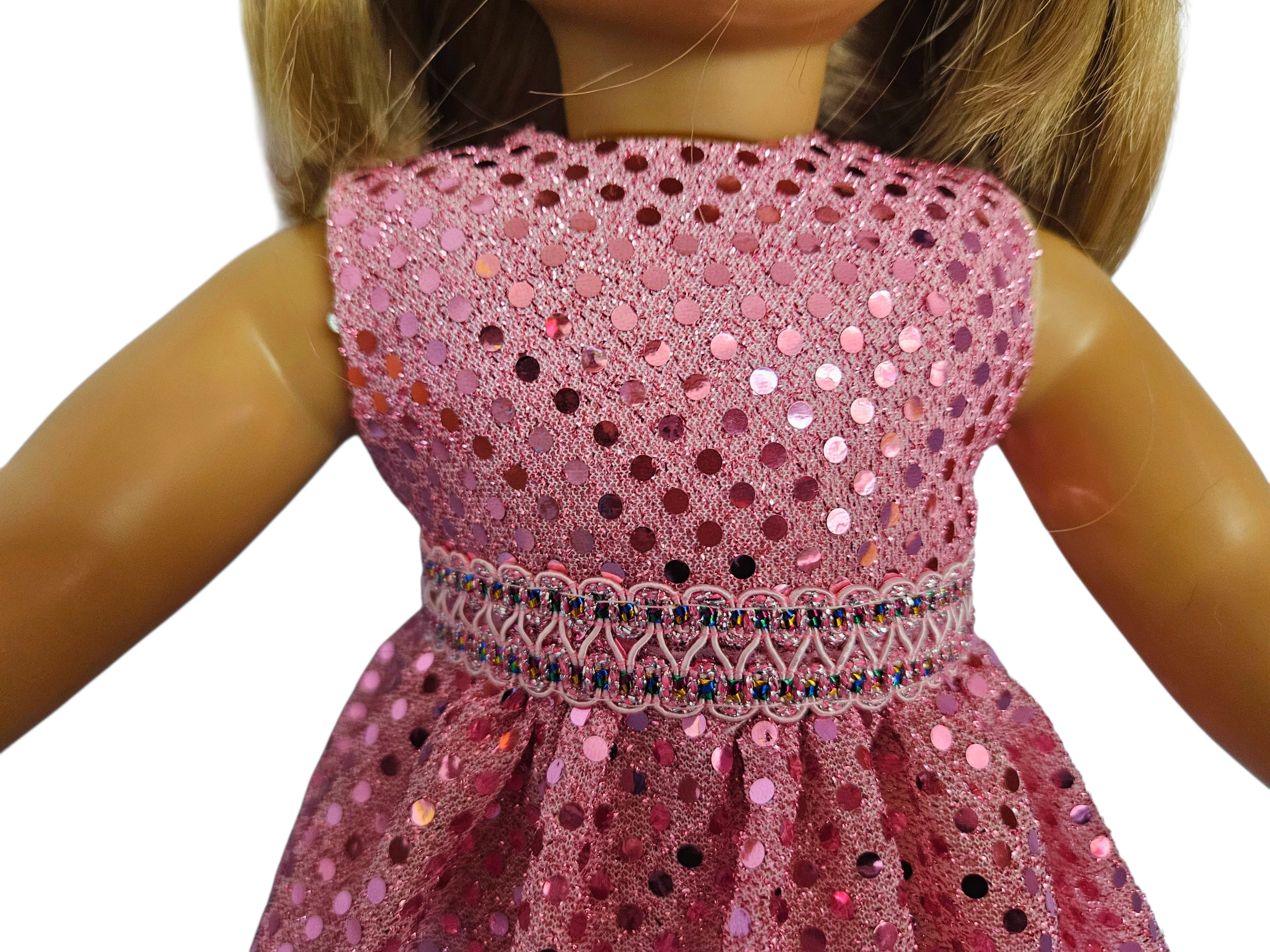 18 inch doll Dusty Rose Sequin Hi-Lo Dress