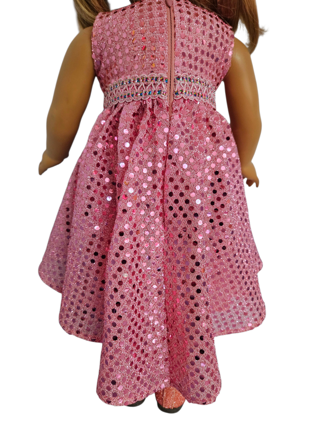18 inch doll Dusty Rose Sequin Hi-Lo Dress