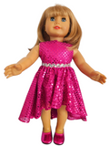 18 inch doll Fushia Sequin Hi-Lo Dress