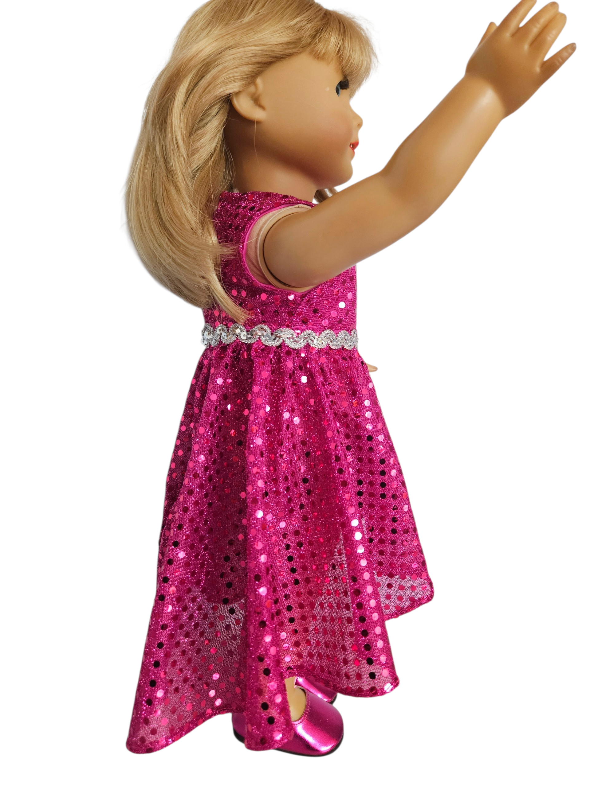 18 inch doll Fushia Sequin Hi-Lo Dress