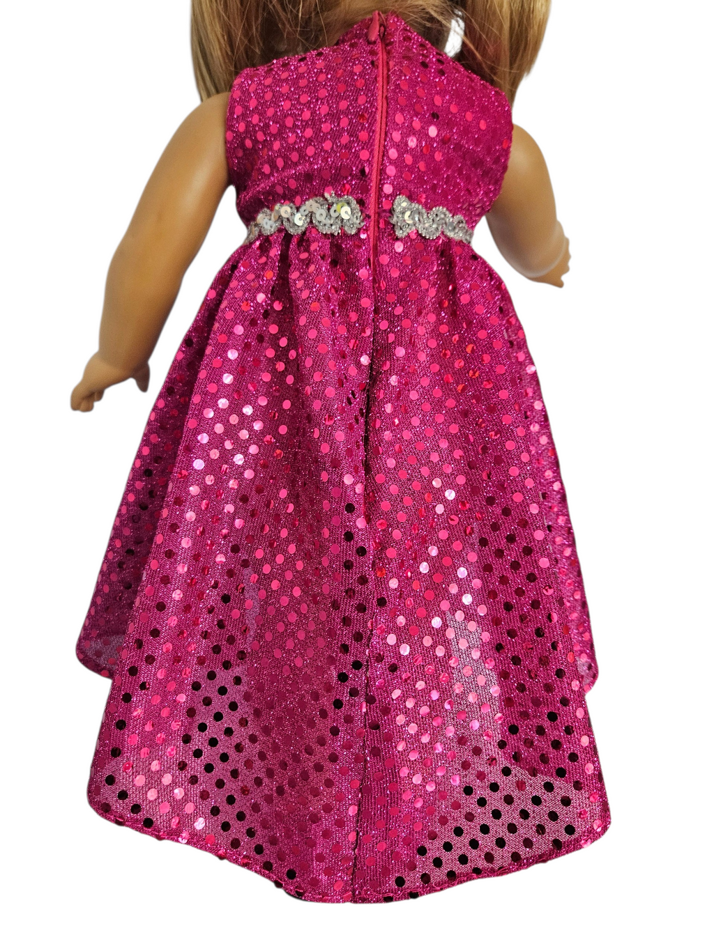 18 inch doll Fushia Sequin Hi-Lo Dress