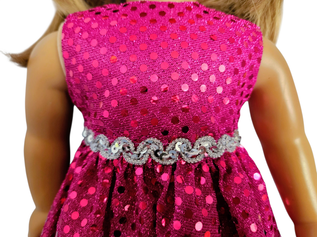 18 inch doll Fushia Sequin Hi-Lo Dress