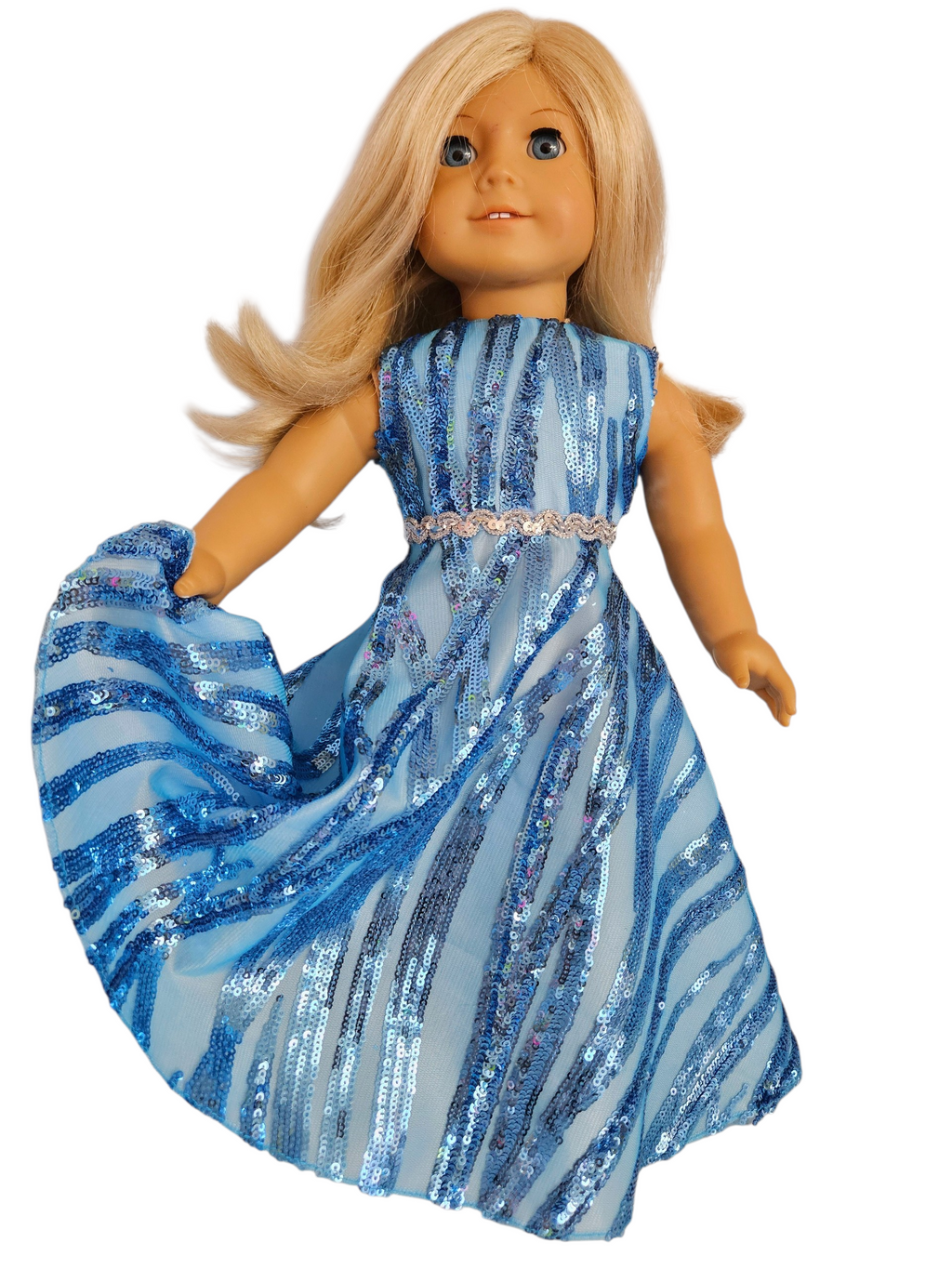 18 inch doll Fancy Blue Sequin Gown