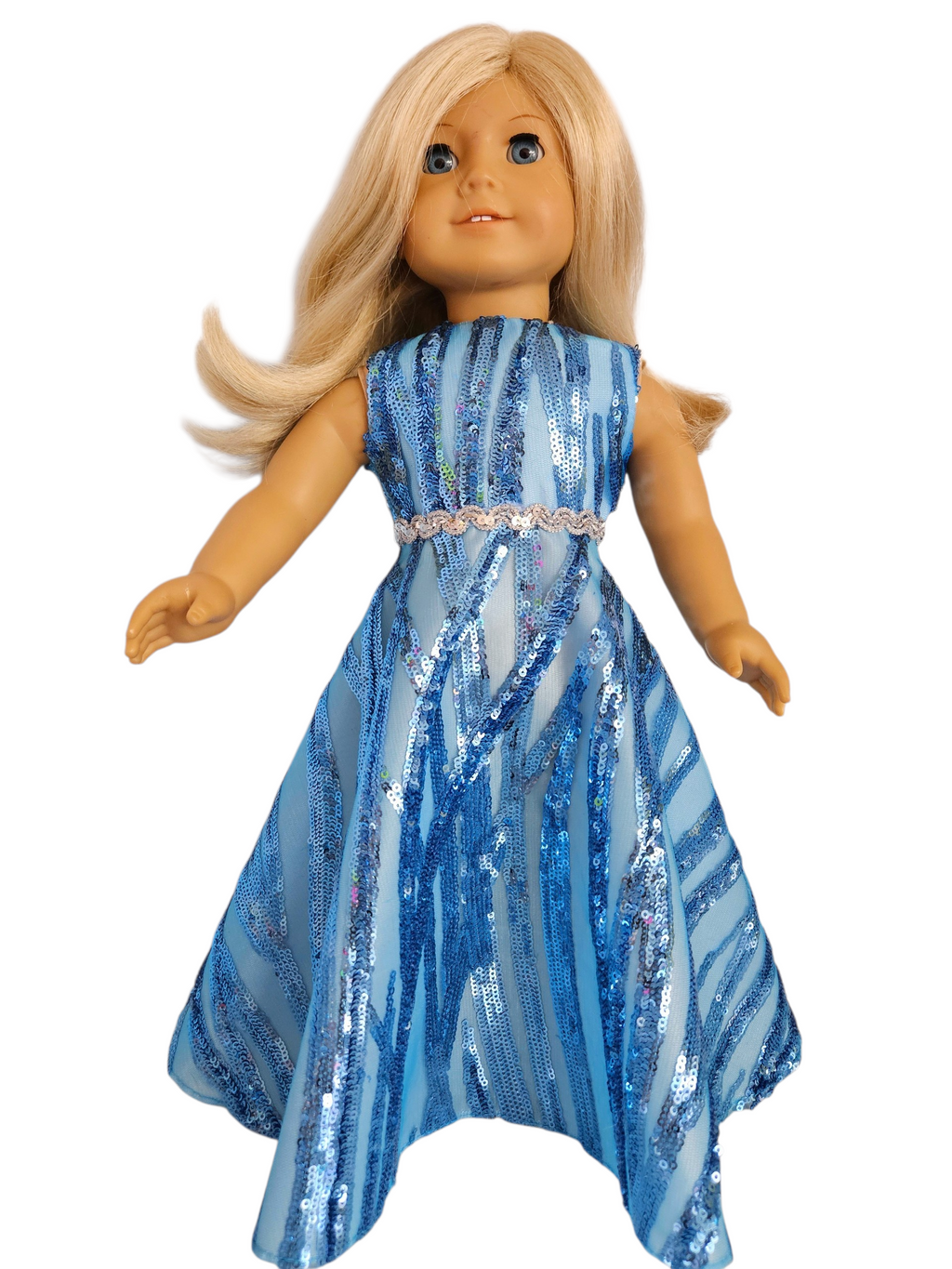 18 inch doll Fancy Blue Sequin Gown