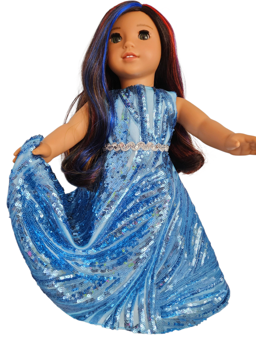 18 inch doll Fancy Blue Sequin Gown