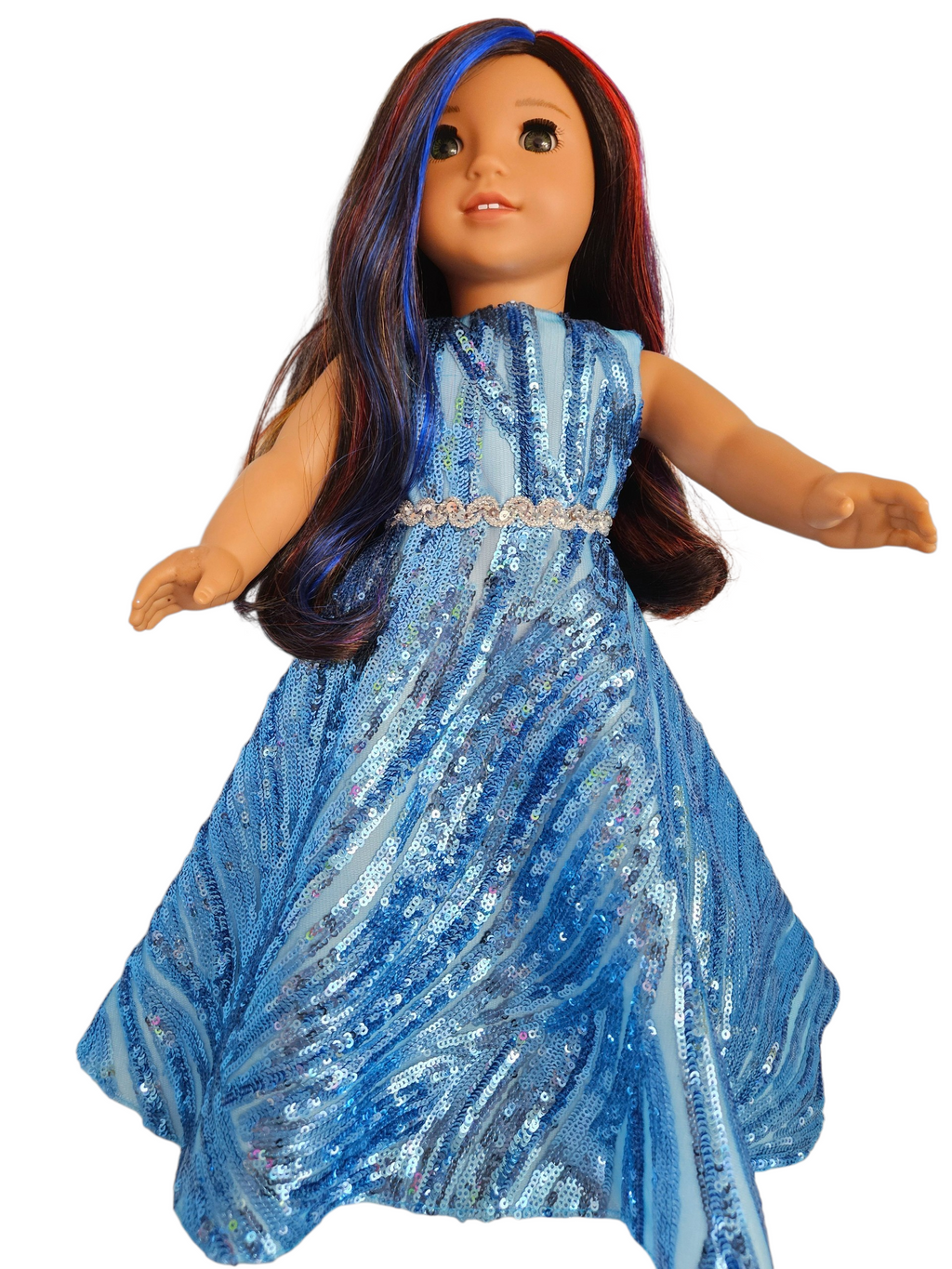 18 inch doll Fancy Blue Sequin Gown