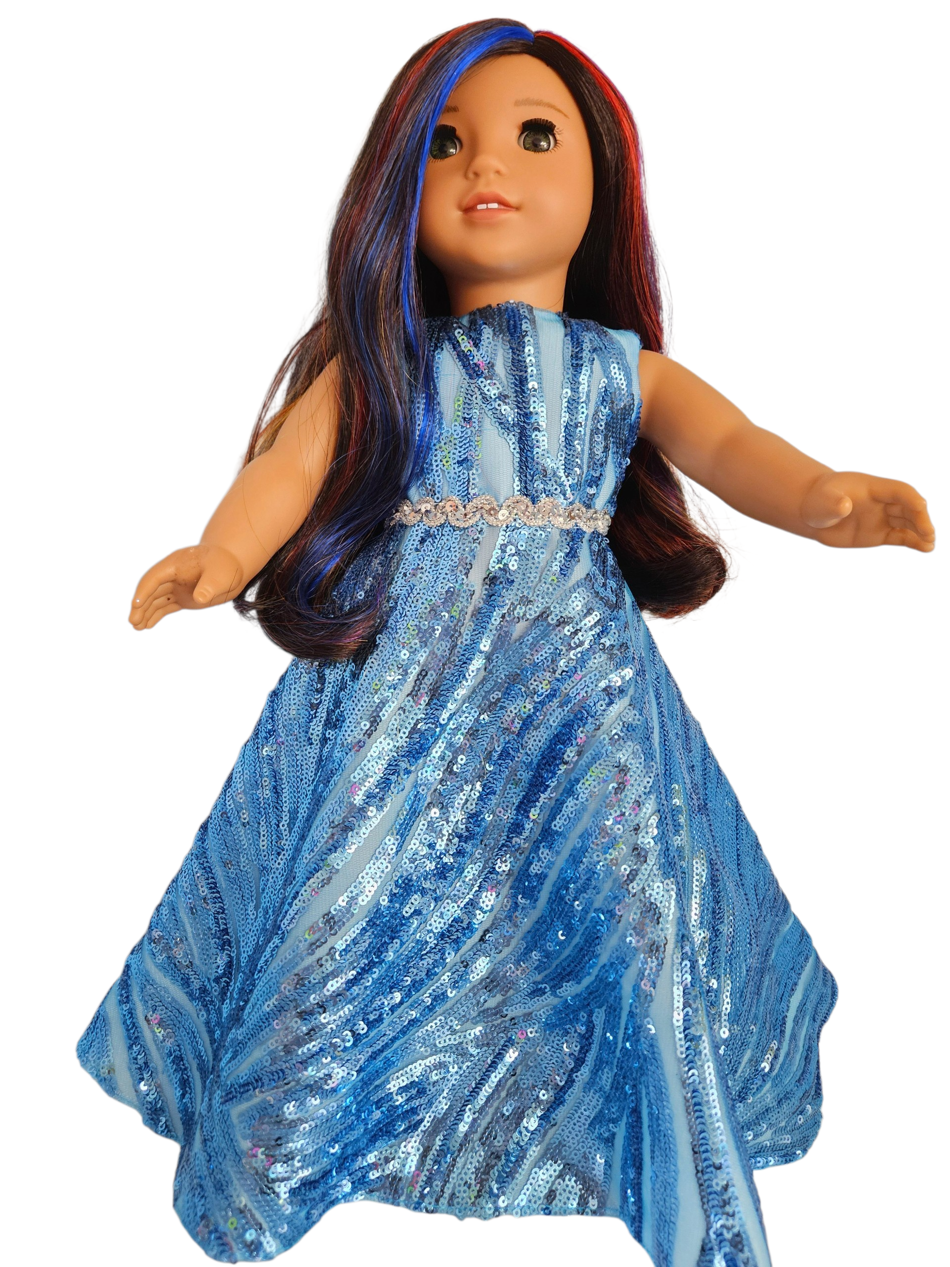18 inch doll Fancy Blue Sequin Gown