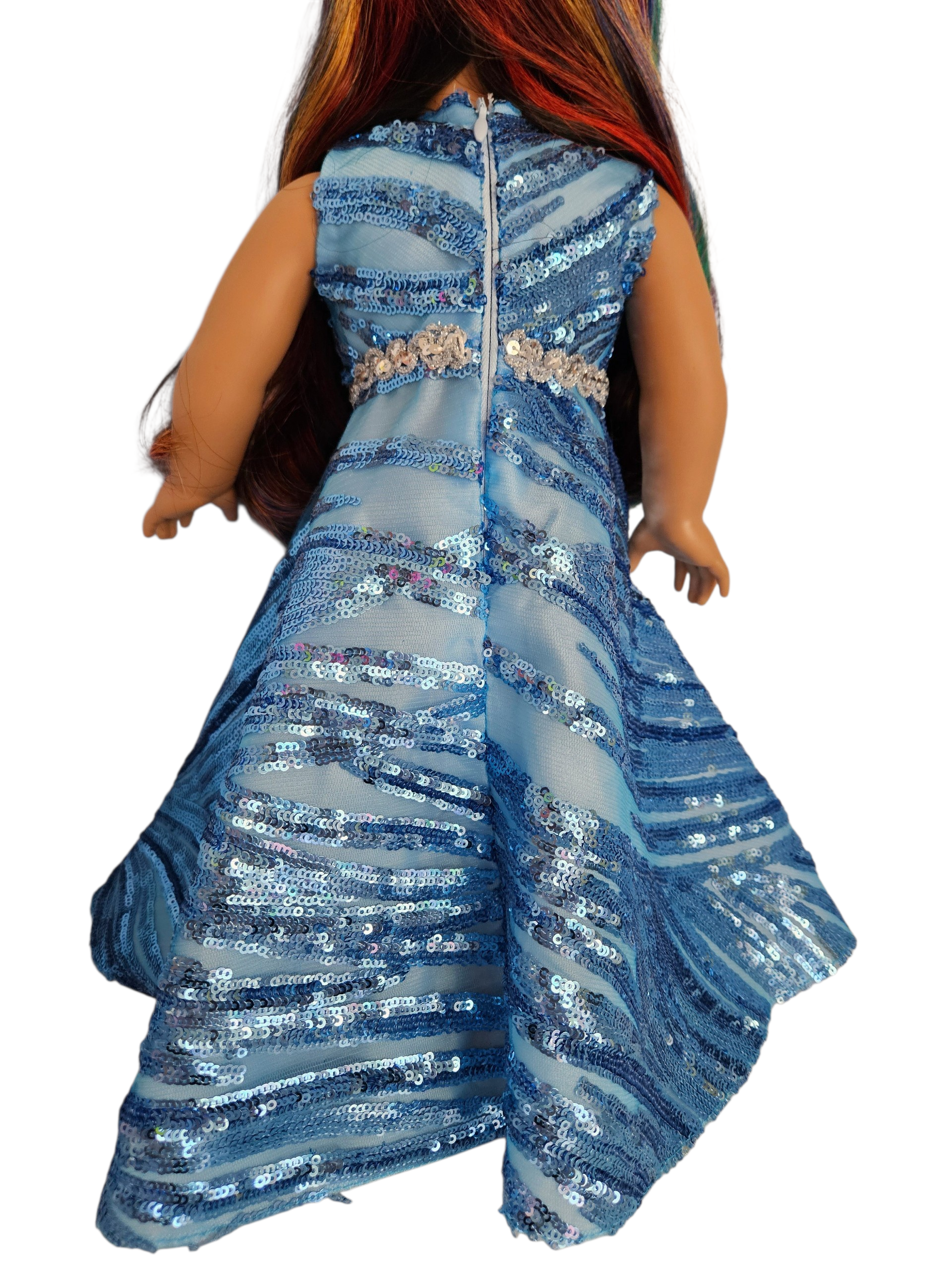 18 inch doll Fancy Blue Sequin Gown