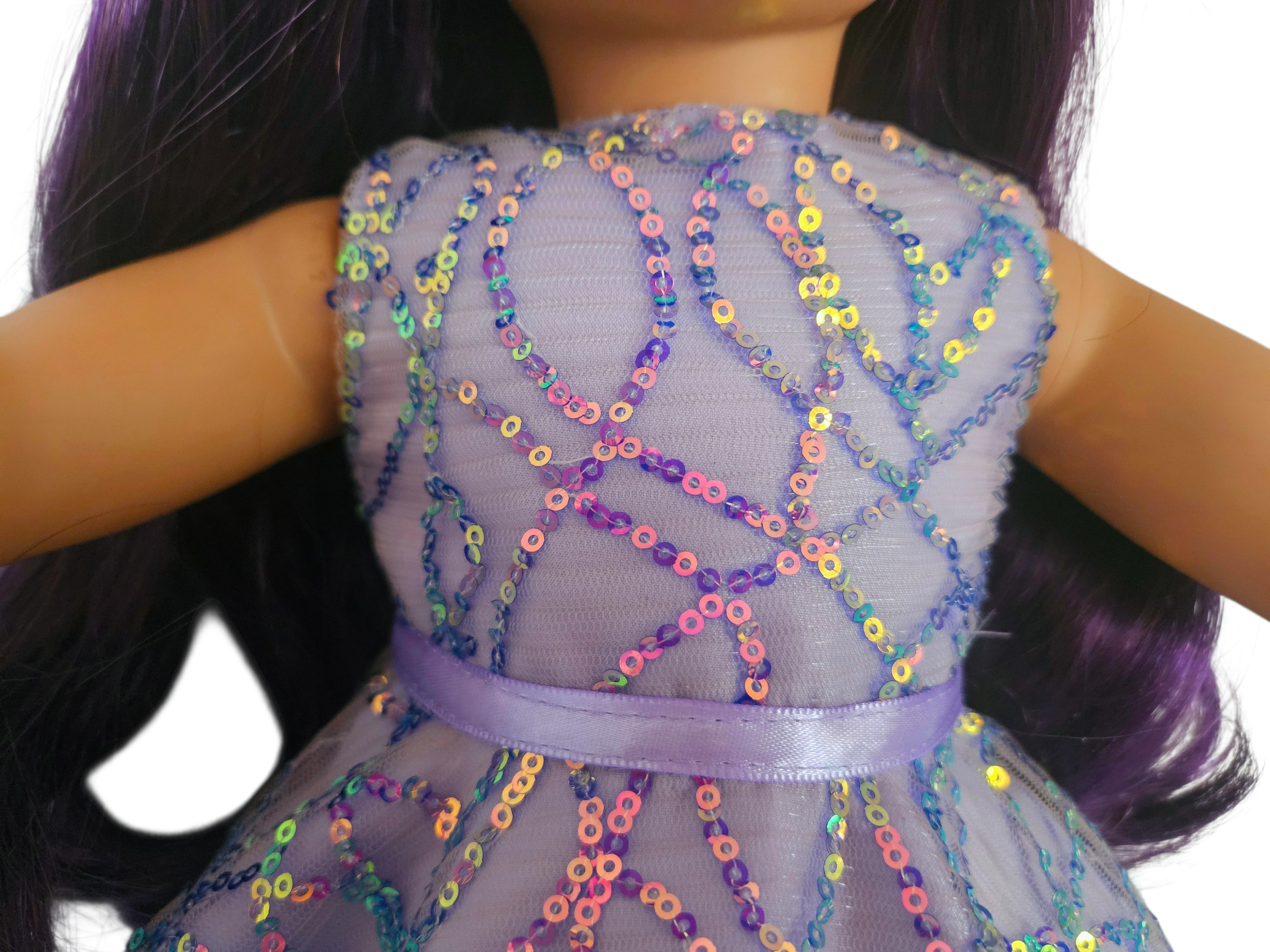 18 inch doll Lavender Sequin Dress