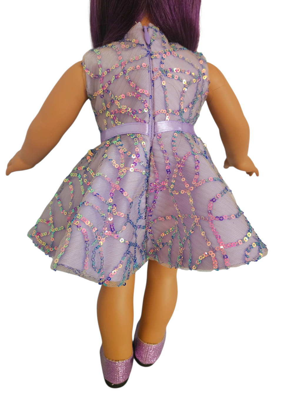 18 inch doll Lavender Sequin Dress