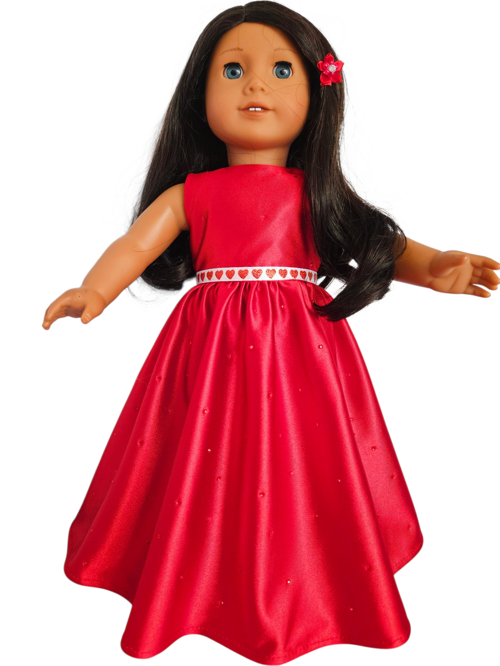 18 inch doll Red Sequin Gown with Peek a Boo Back and Boa