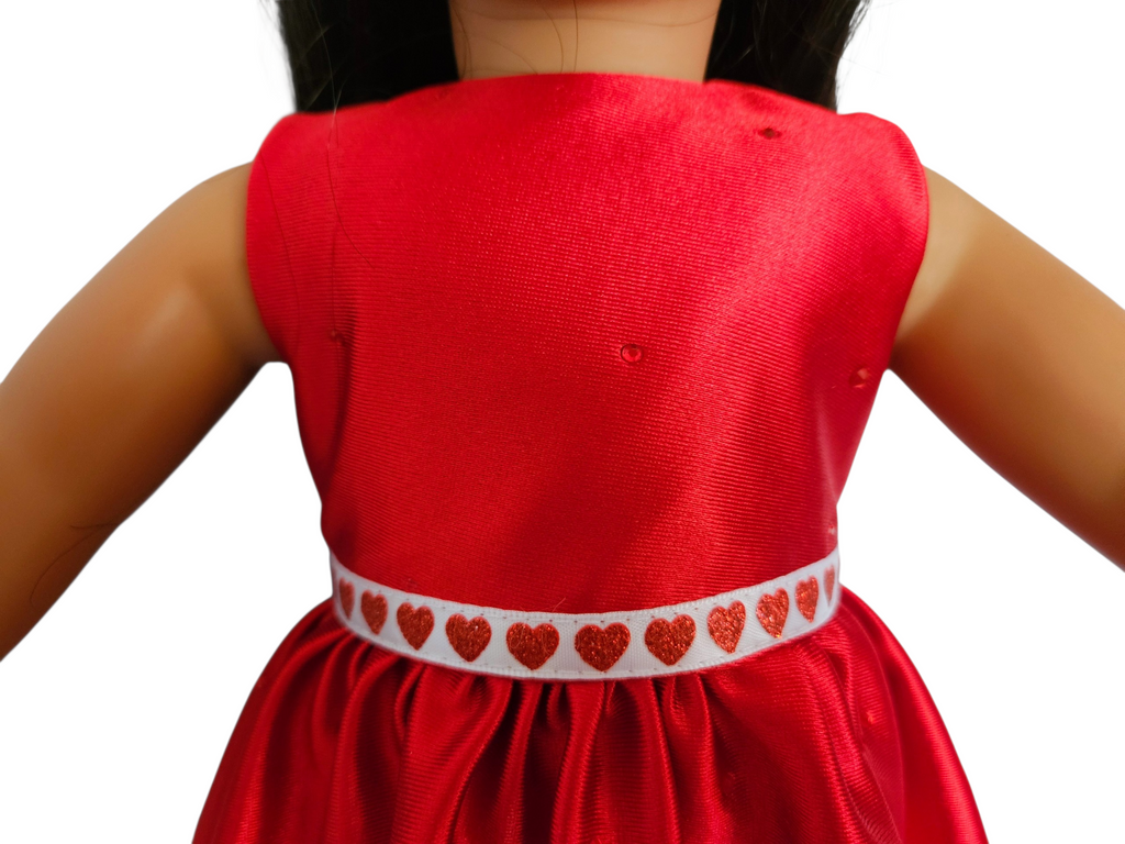 18 inch doll Red Sequin Gown with Peek a Boo Back and Boa