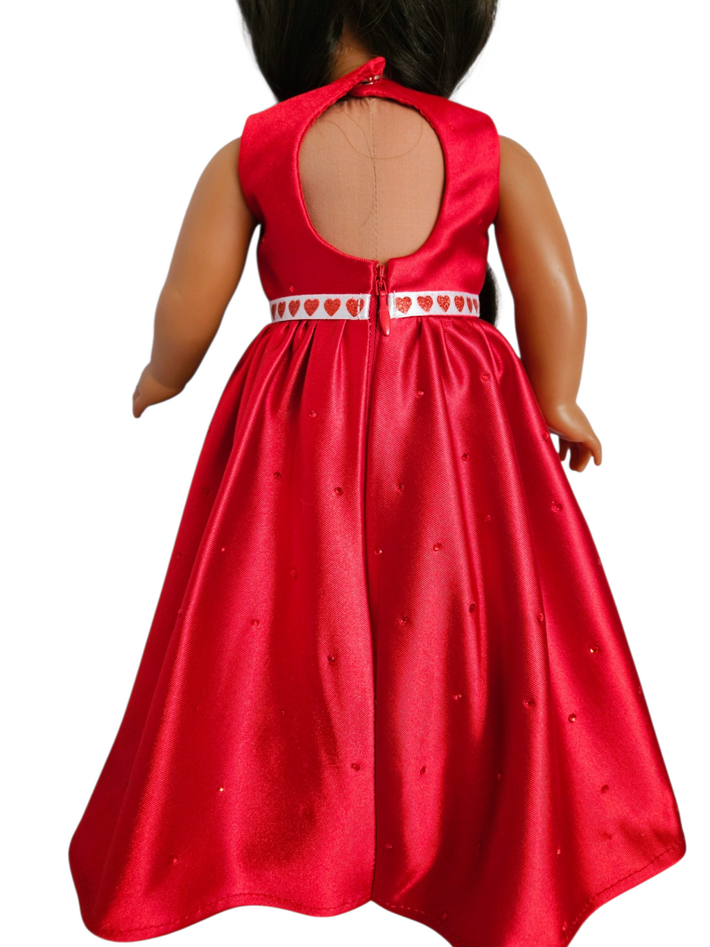 18 inch doll Red Sequin Gown with Peek a Boo Back and Boa