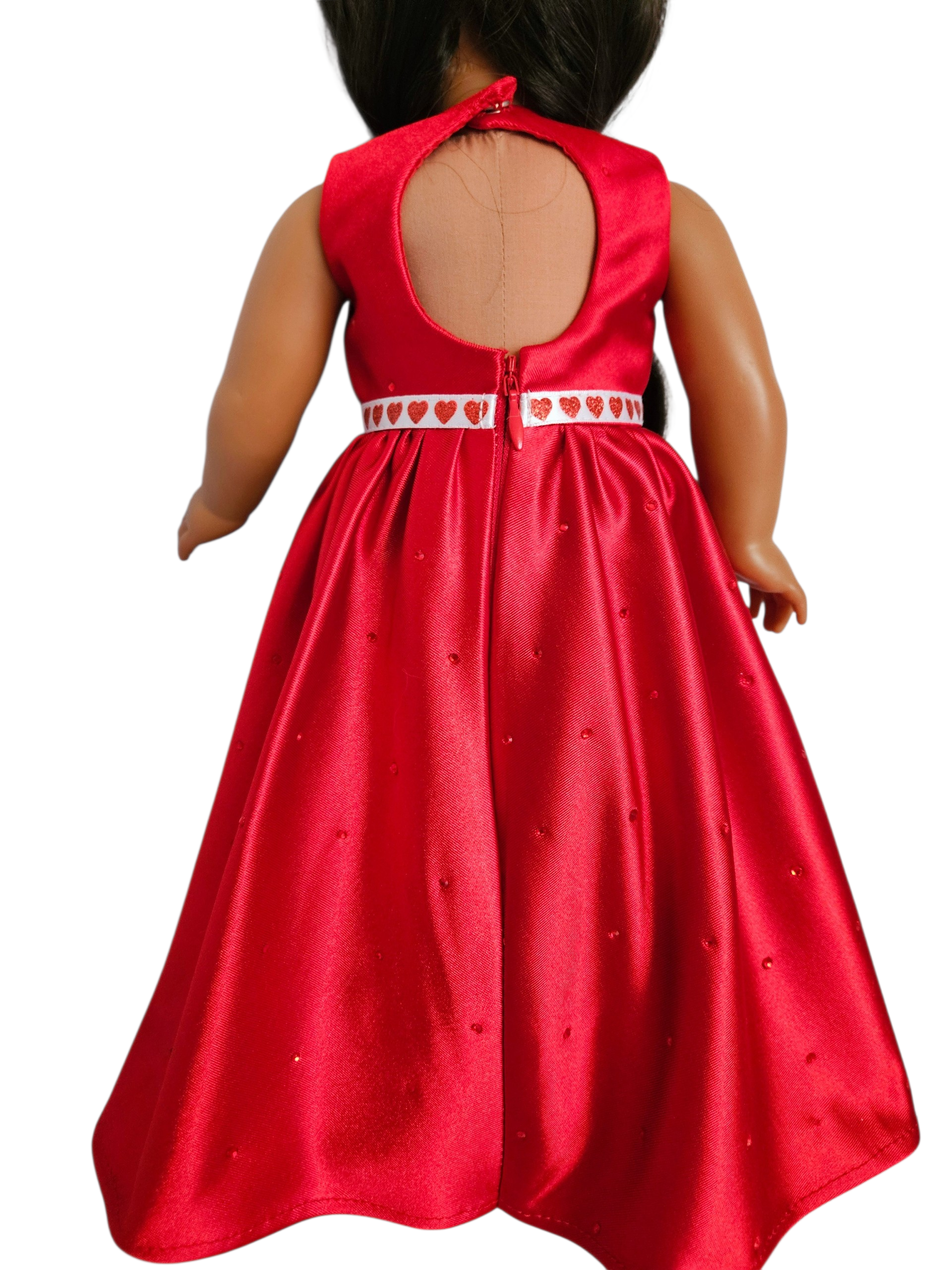 18 inch doll Red Sequin Gown with Peek a Boo Back and Boa