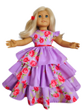 18 inch doll Purple Red Roses Ruffled Gown