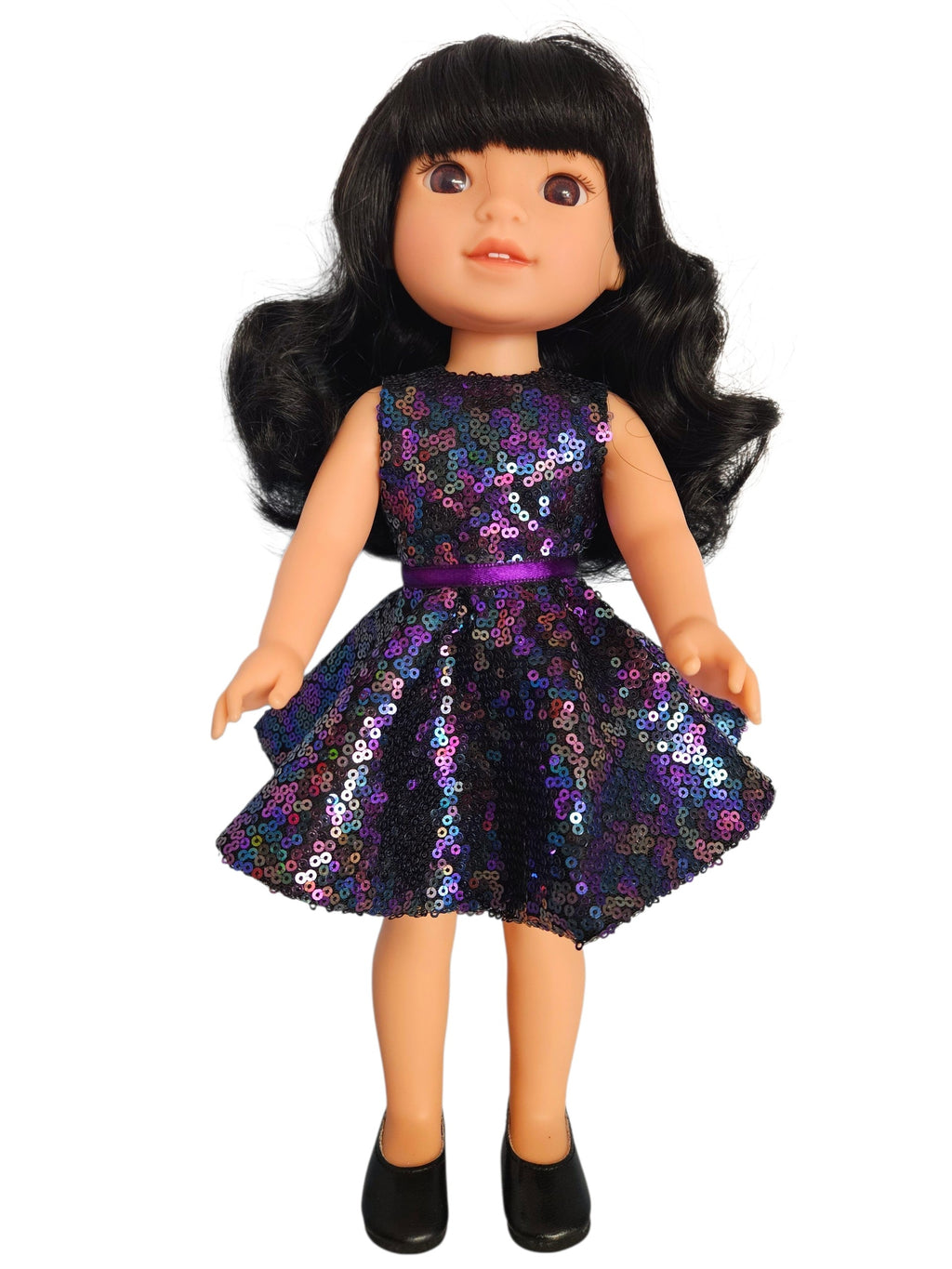 Wellie Wisher Black Purple Sequin Dress