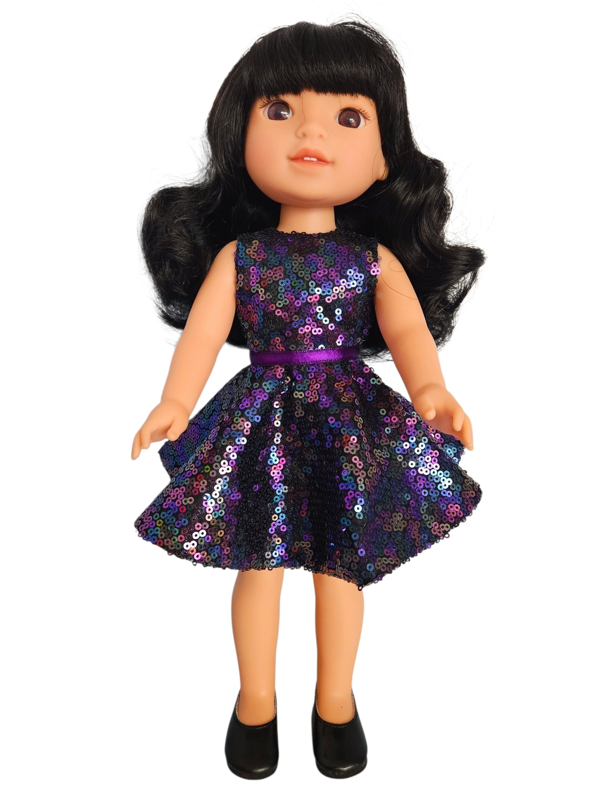 Wellie Wisher Black Purple Sequin Dress