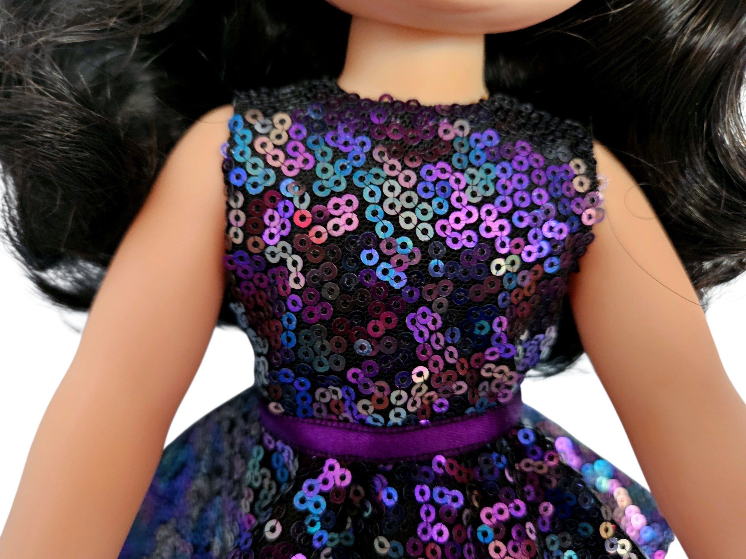 Wellie Wisher Black Purple Sequin Dress