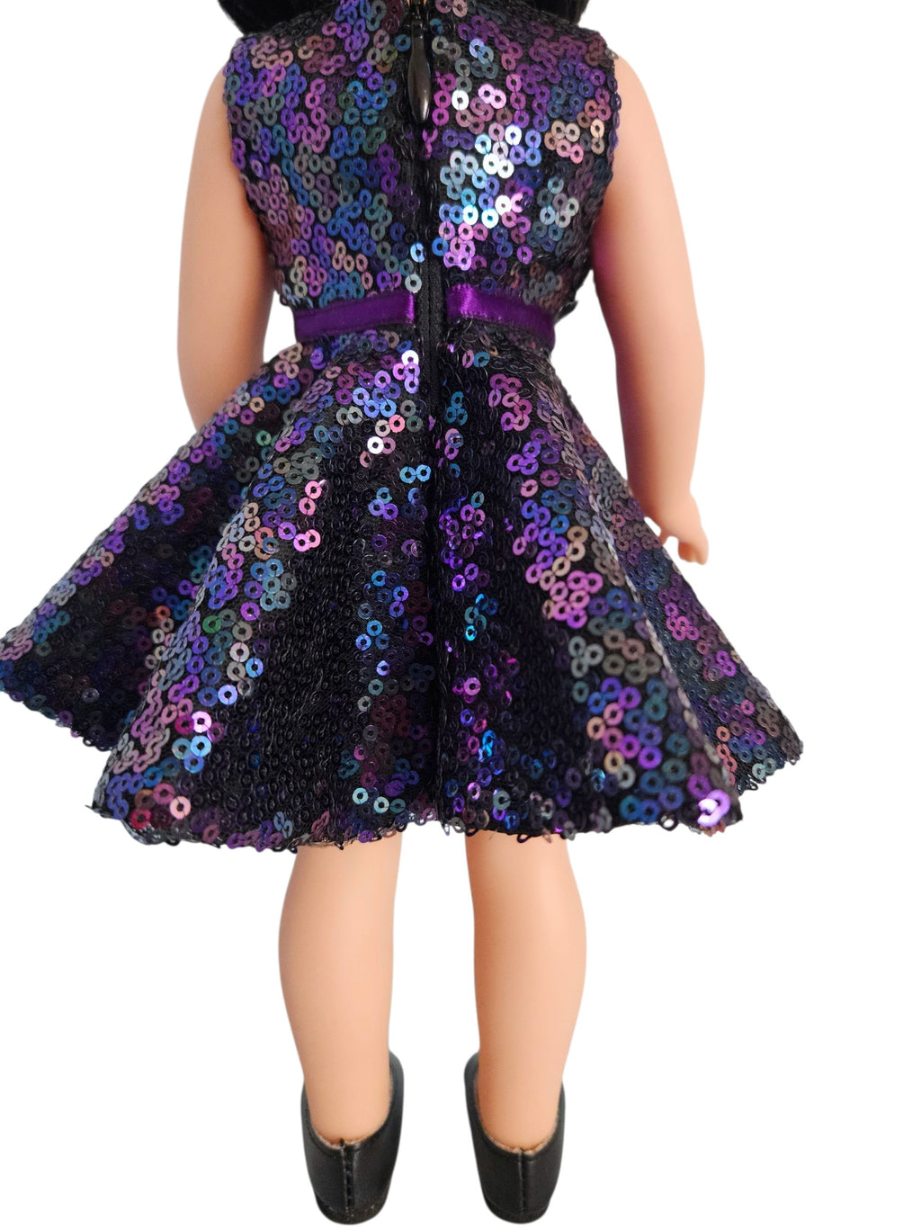 Wellie Wisher Black Purple Sequin Dress