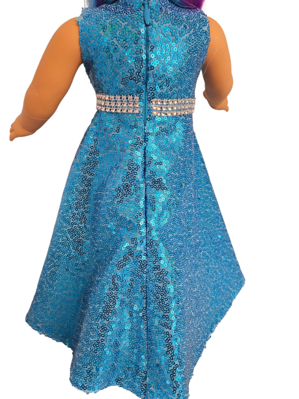 18 inch doll Turquoise Sequin Gown and Boa