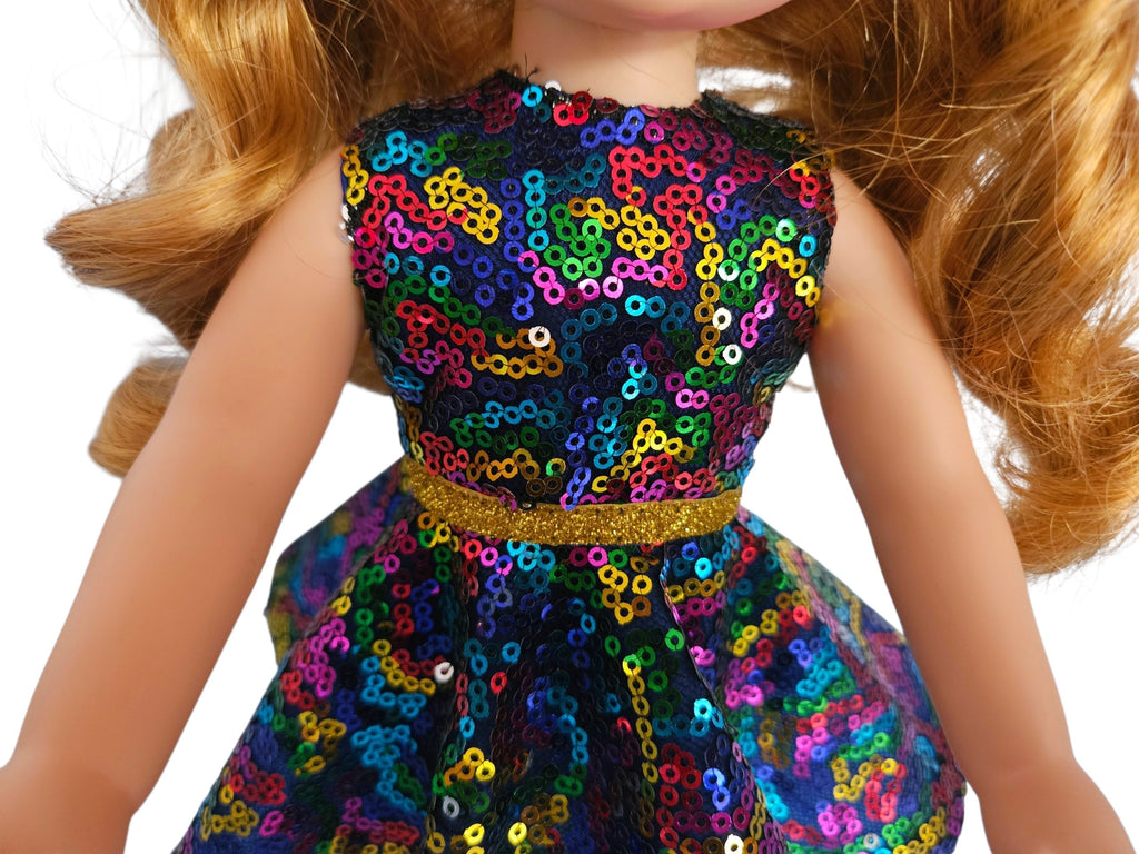 Wellie Wisher Bright Multi Colored Sequin Dress #32