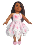 18 inch doll Pink Floral Handkerchief Dress