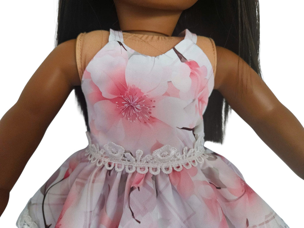 18 inch doll Pink Floral Handkerchief Dress