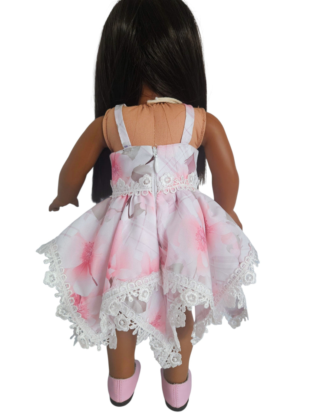 18 inch doll Pink Floral Handkerchief Dress