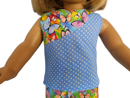 18 inch doll Butterfly & Polka Dots Short Outfit