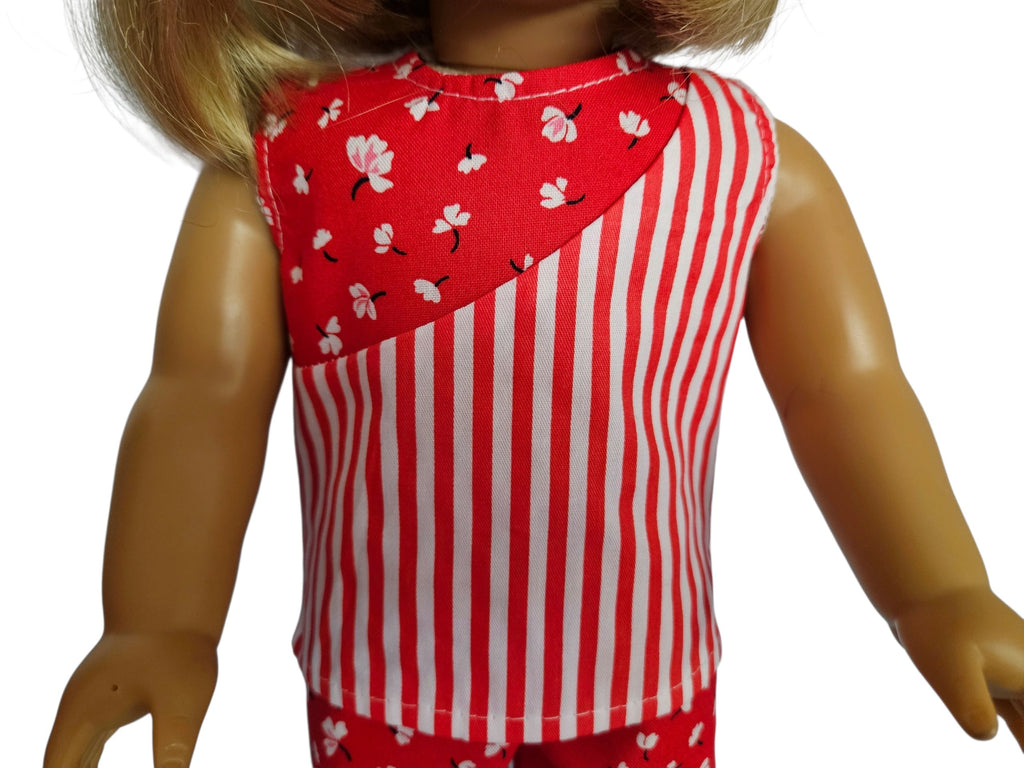18 inch doll Red & White Shorts Outfit
