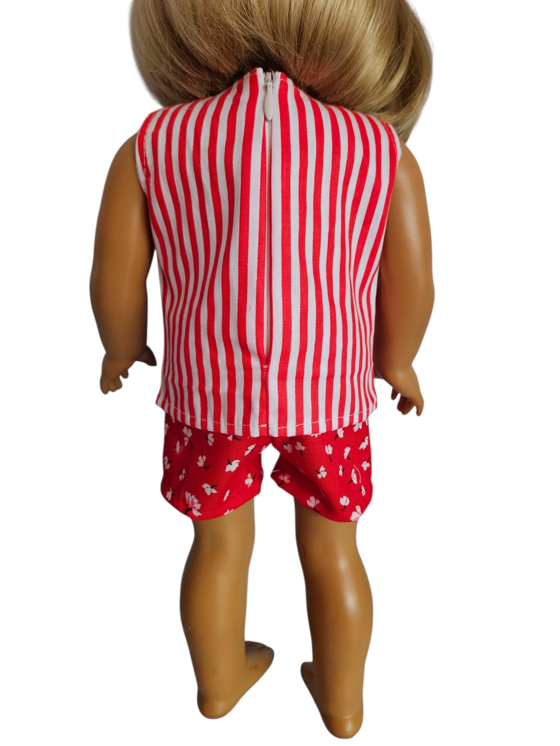 18 inch doll Red & White Shorts Outfit