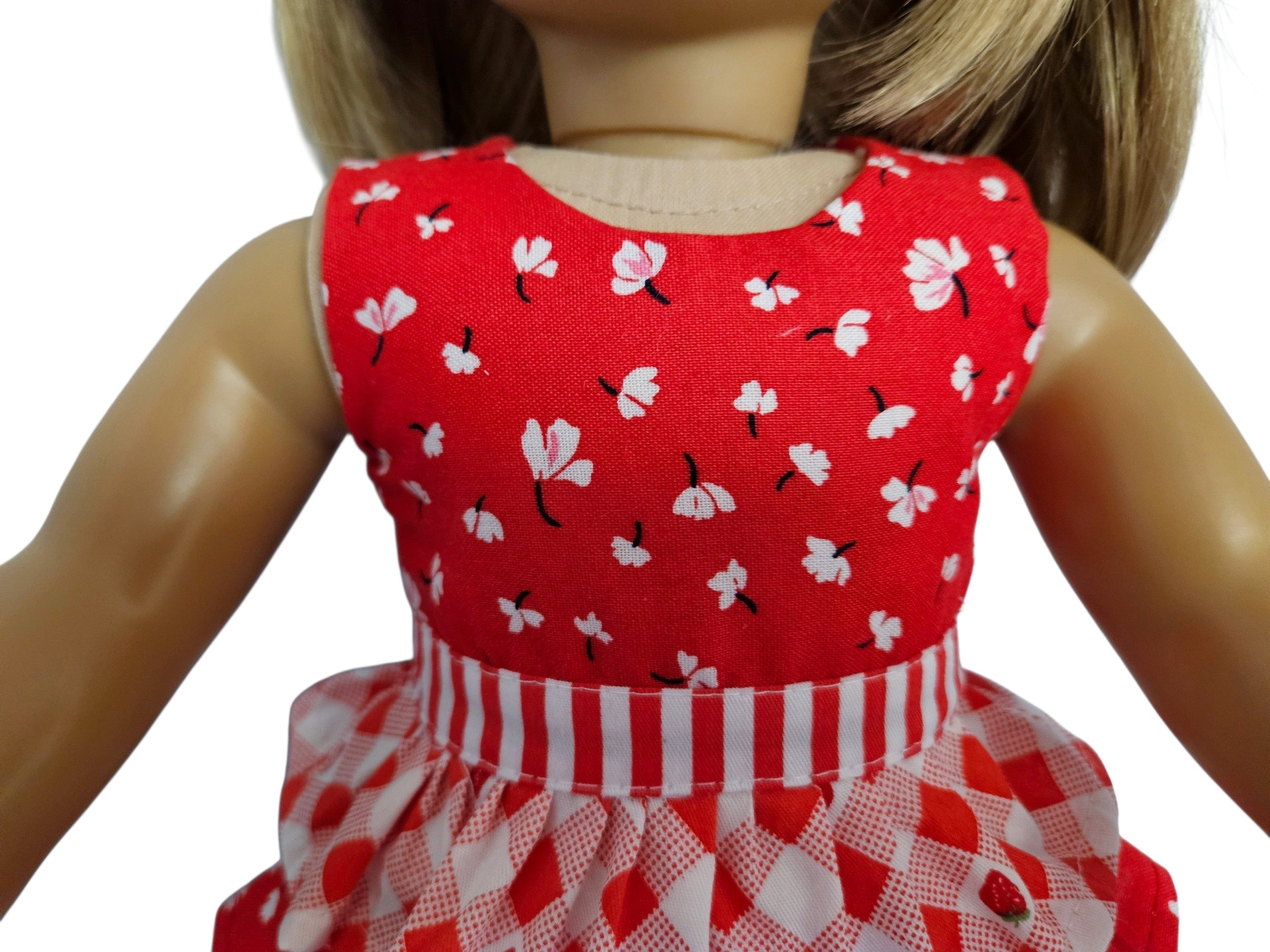 18 inch doll Red and White Ruffle Dress