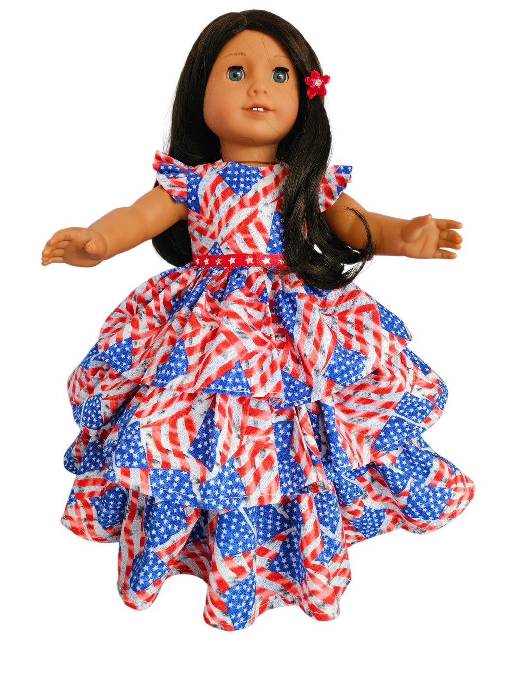 18 inch doll Stars & Stripes Ruffled Gown