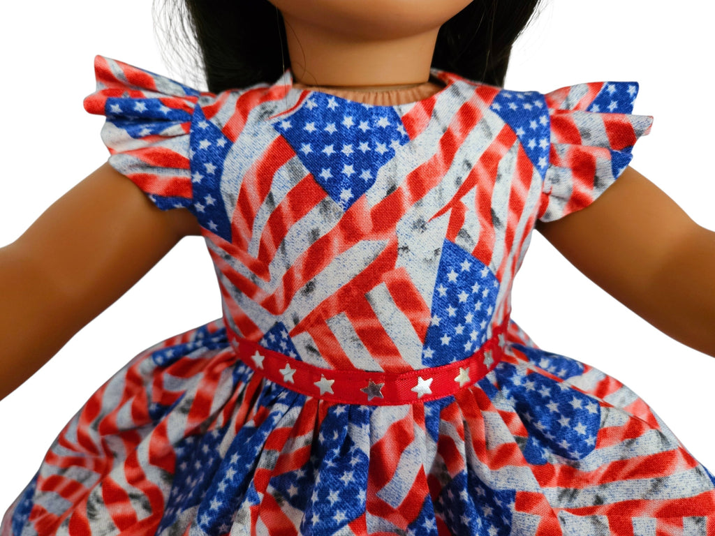 18 inch doll Stars & Stripes Ruffled Gown