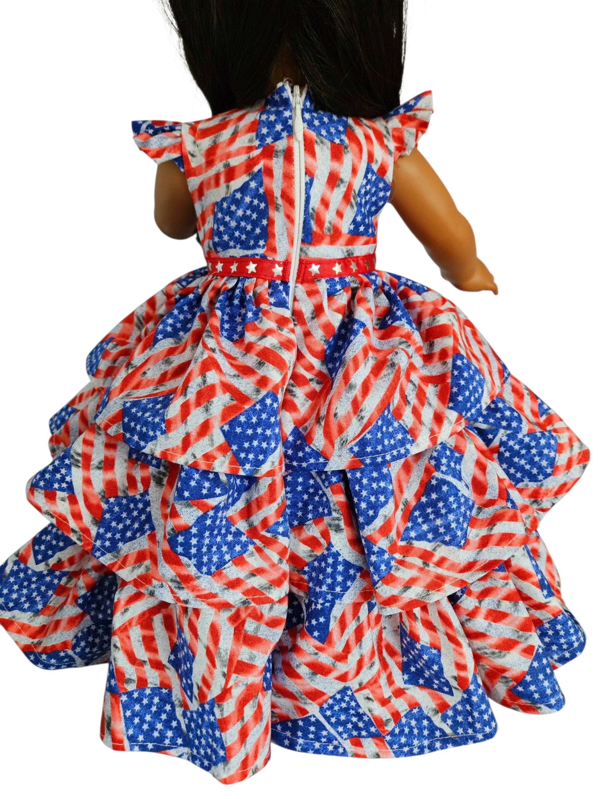 18 inch doll Stars & Stripes Ruffled Gown