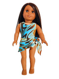 18 inch doll Blue Brown Animal Print Swimsuit