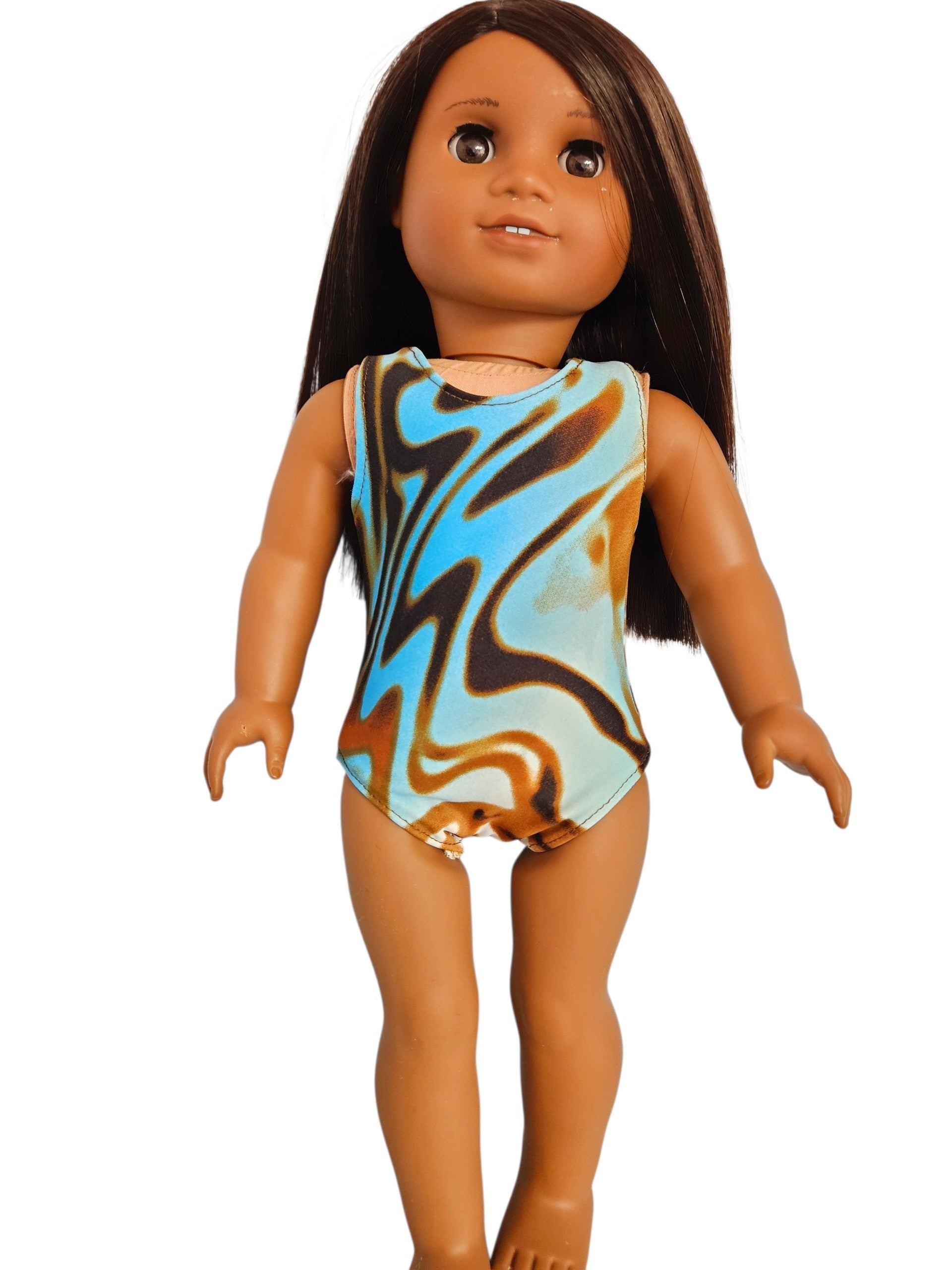 18 inch doll Blue Brown Animal Print Swimsuit