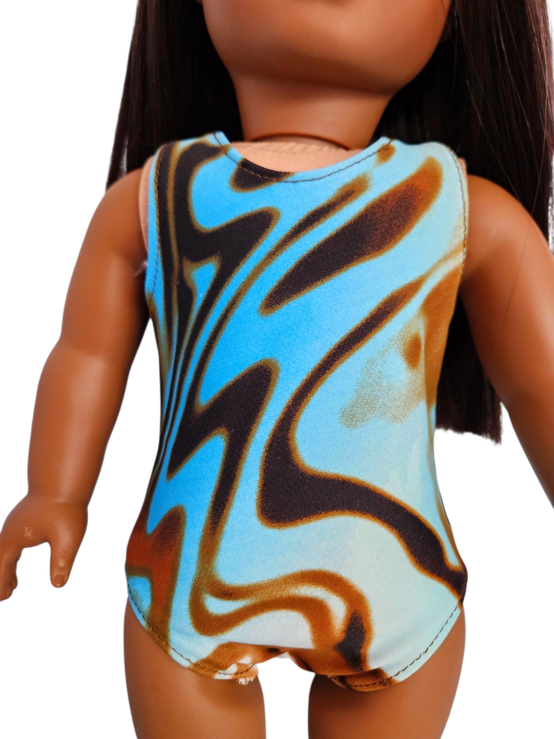 18 inch doll Blue Brown Animal Print Swimsuit