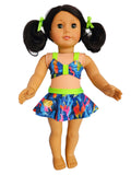 18 inch doll Blue & Neon Lime Green Swimsuit