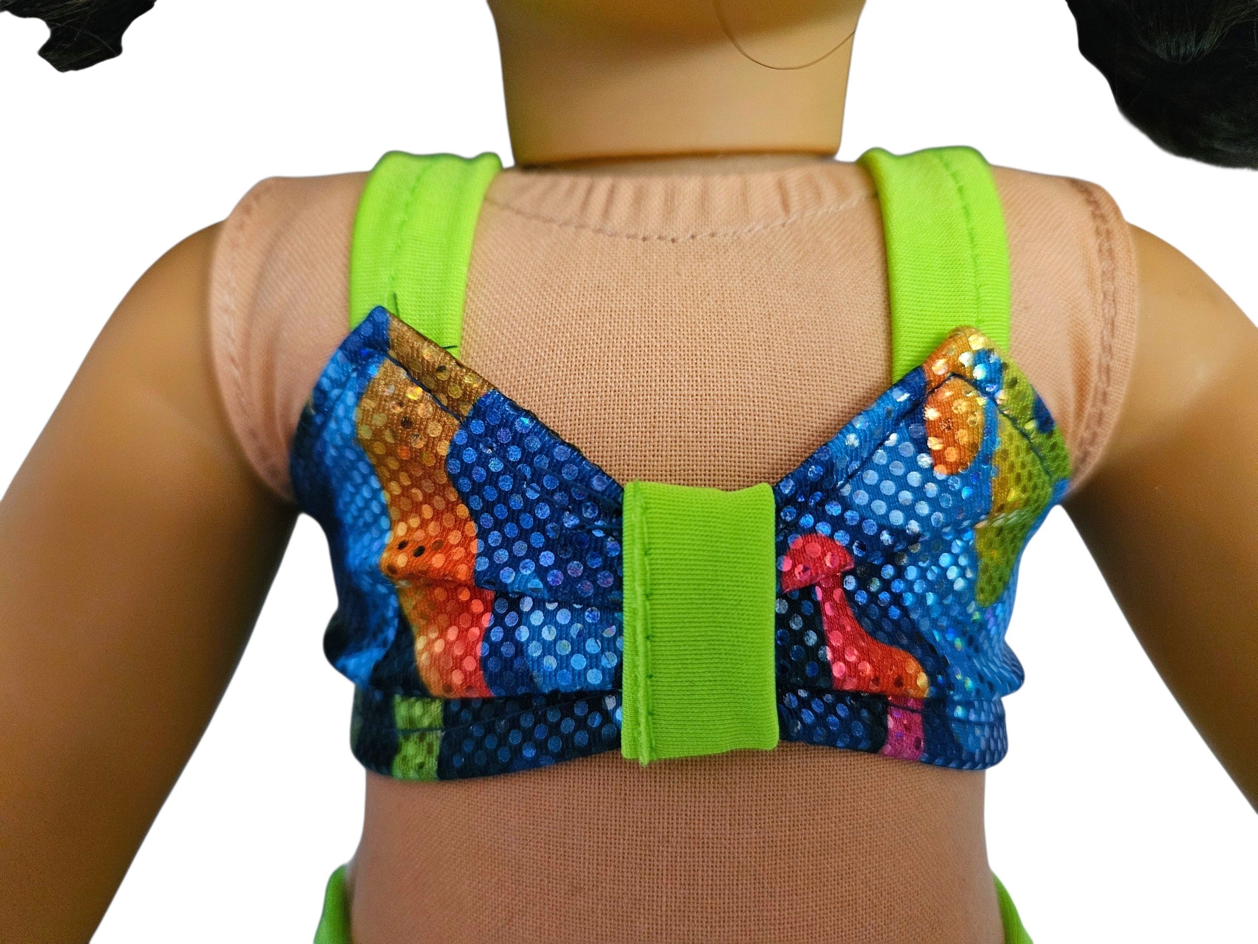18 inch doll Blue & Neon Lime Green Swimsuit