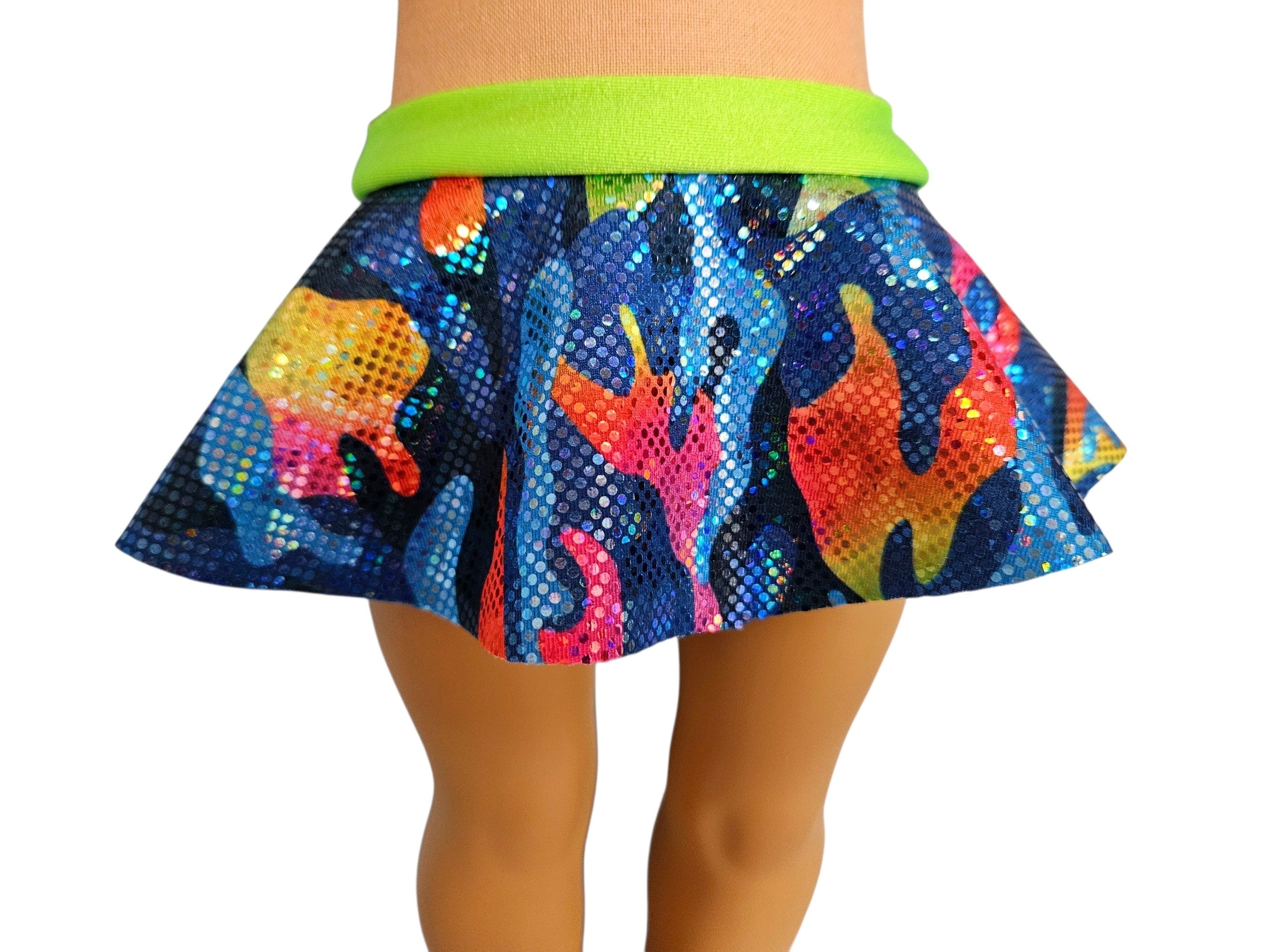 18 inch doll Blue & Neon Lime Green Swimsuit