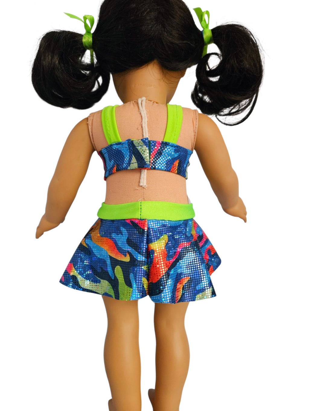 18 inch doll Blue & Neon Lime Green Swimsuit