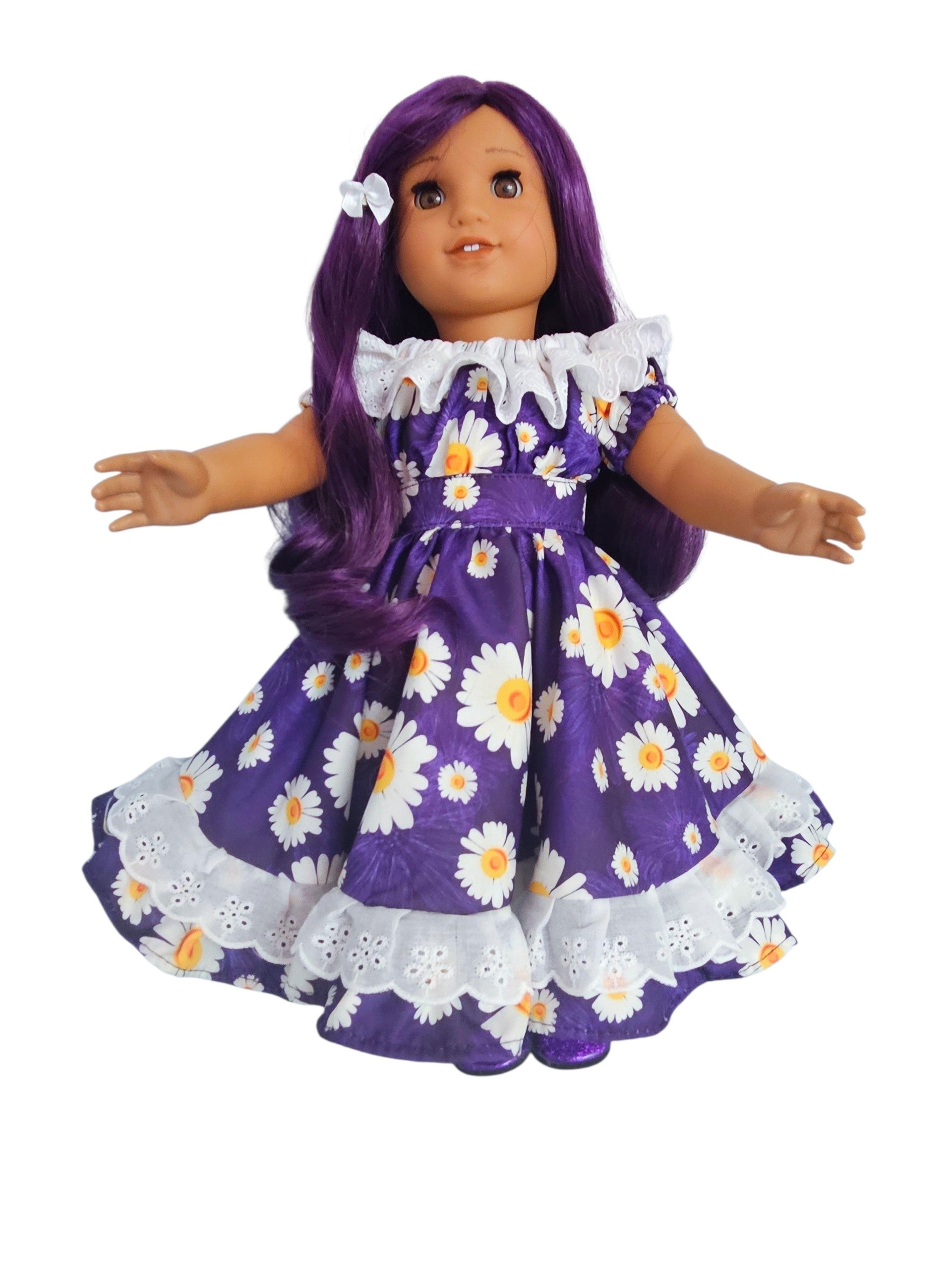 18 inch doll Purple Floral Festive Gown