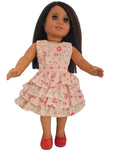 18 inch doll Peach Floral Ruffle Dress