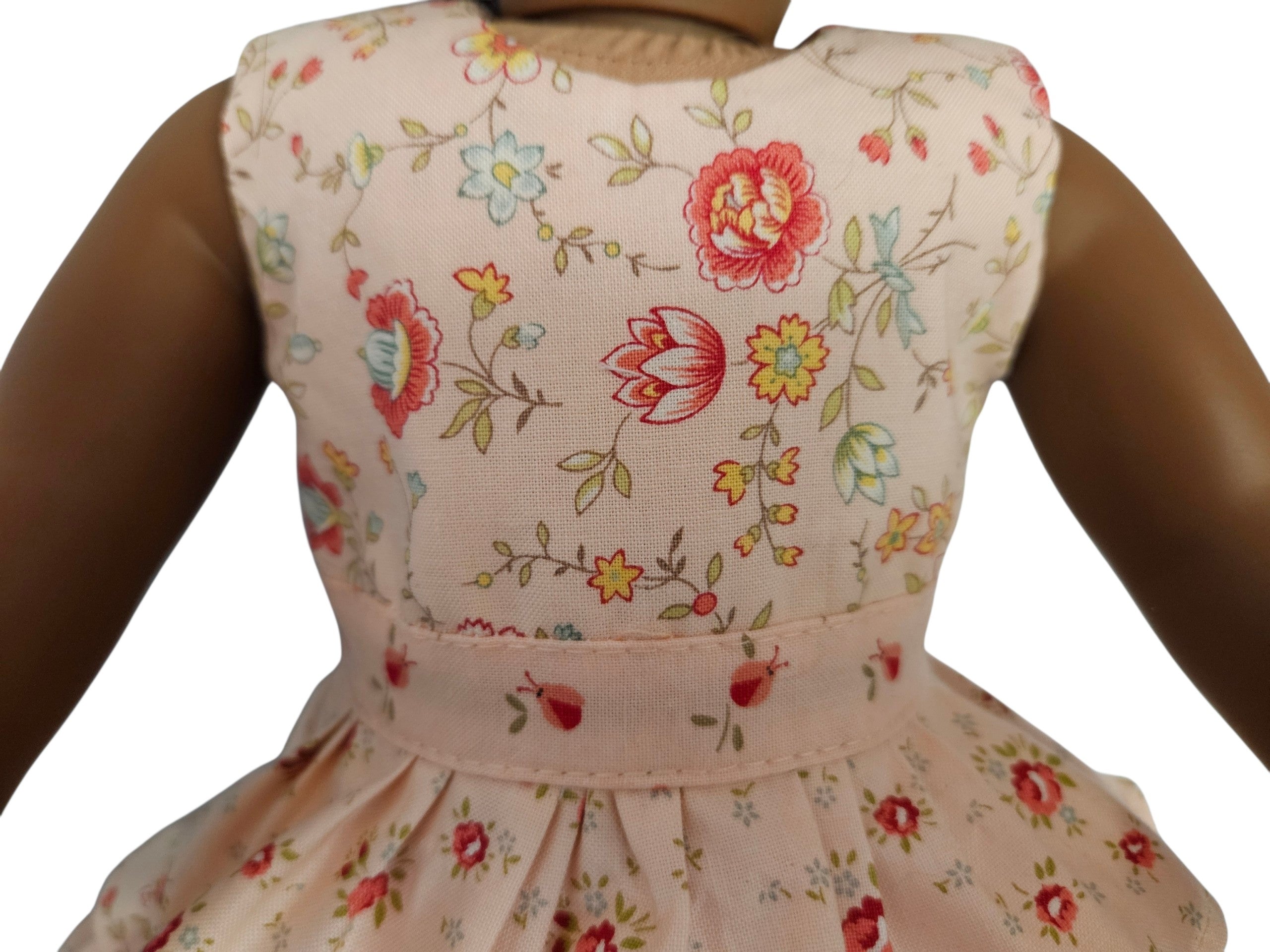 18 inch doll Peach Floral Ruffle Dress