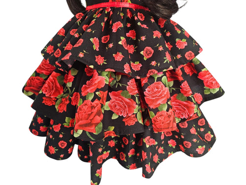 18 inch doll clothes Black Red Roses Ruffled Gown American Girl Handmade