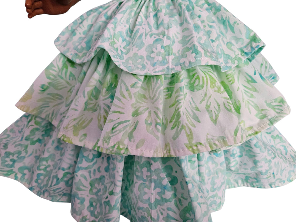 18 inch doll Pastel Green Floral Ruffled Gown